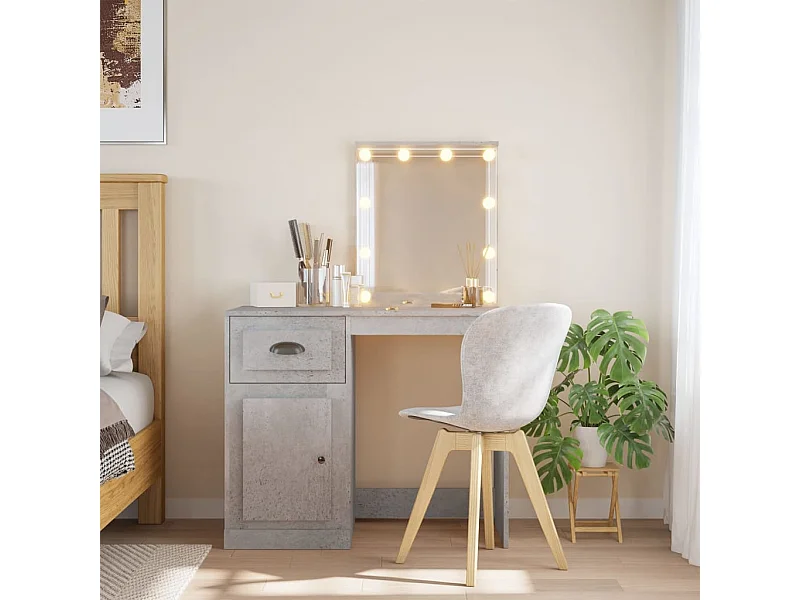 Coiffeuse avec lumières LED gris béton 90x42x132,5 cm