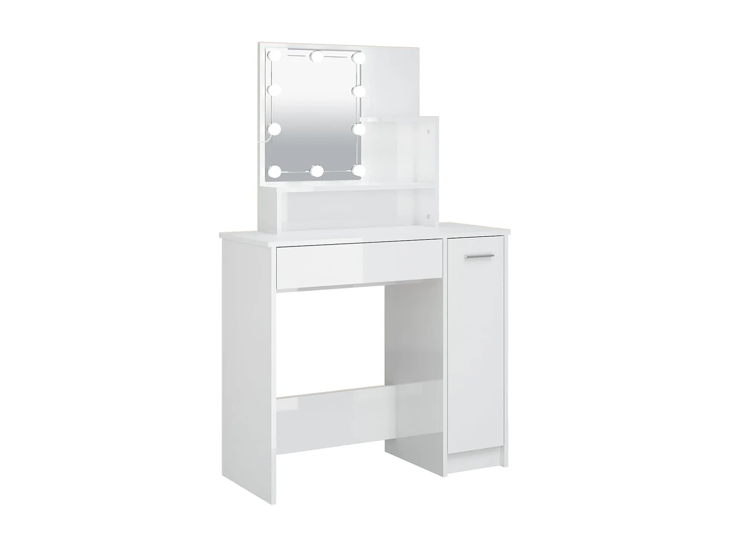 Coiffeuse avec LED blanc brillant 86,5x35x136 cm