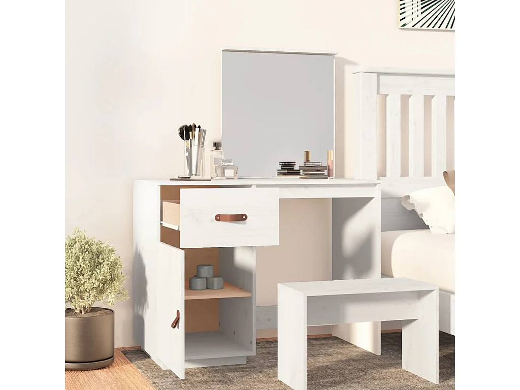 Toletta Bianca 95x50x134 cm Legno di pino massiccio