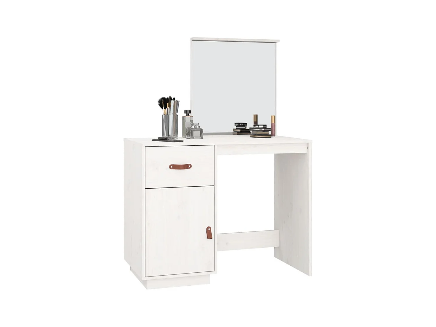 Coiffeuse Blanc 95x50x134 cm Bois de pin massif