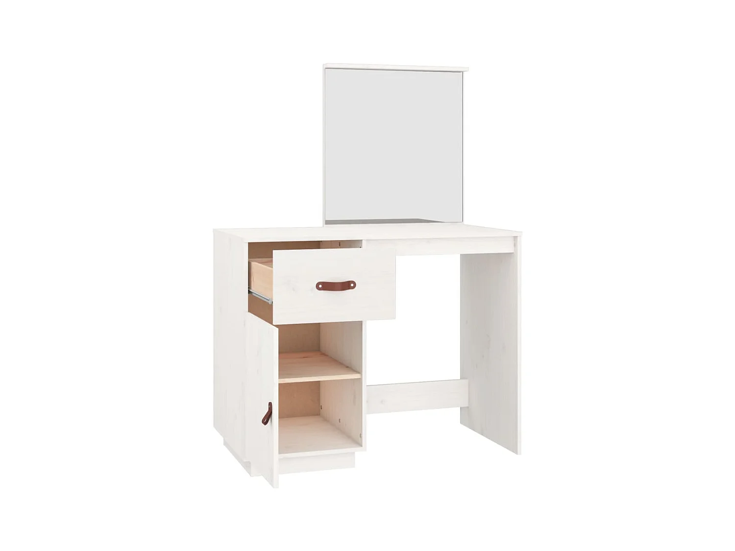 Coiffeuse Blanc 95x50x134 cm Bois de pin massif