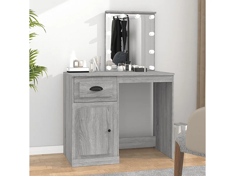 Coiffeuse avec LED sonoma gris 90x50x132,5 cm bois d'ingénierie