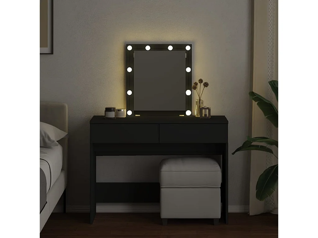 Coiffeuse avec LED noir 100x40x130 cm