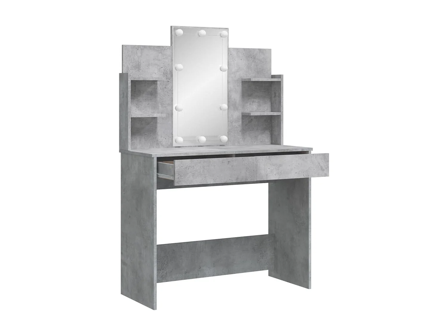 Coiffeuse avec lumières LED gris béton 96x40x142 cm