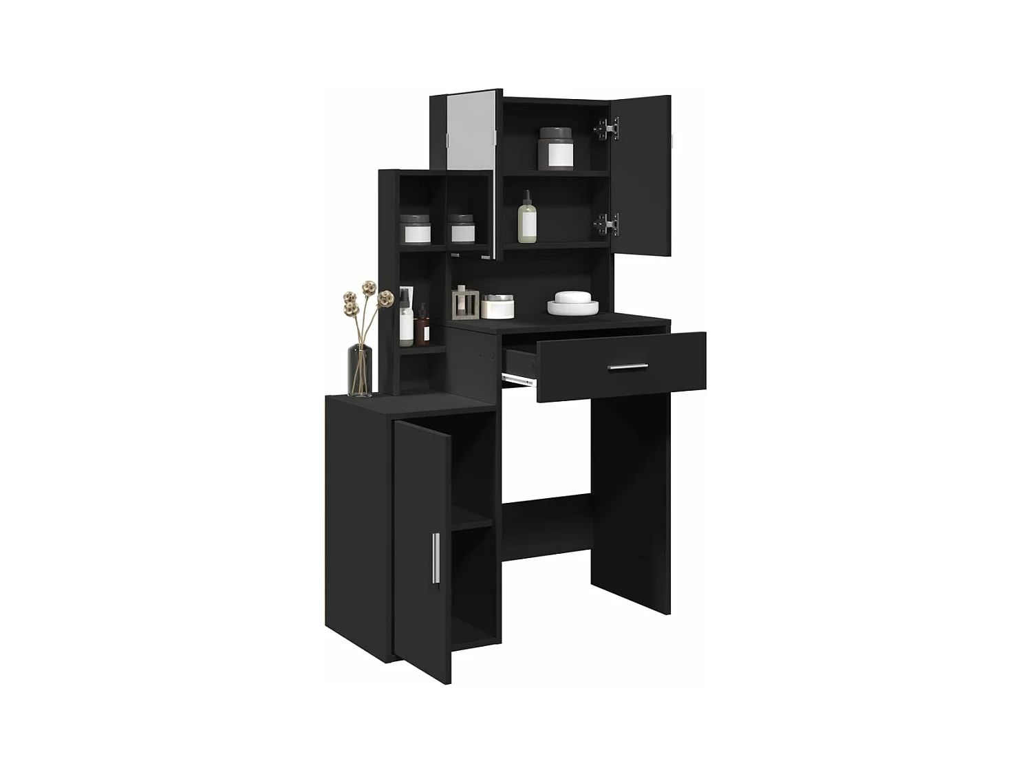 Coiffeuse avec armoire noir 80x35x132 cm
