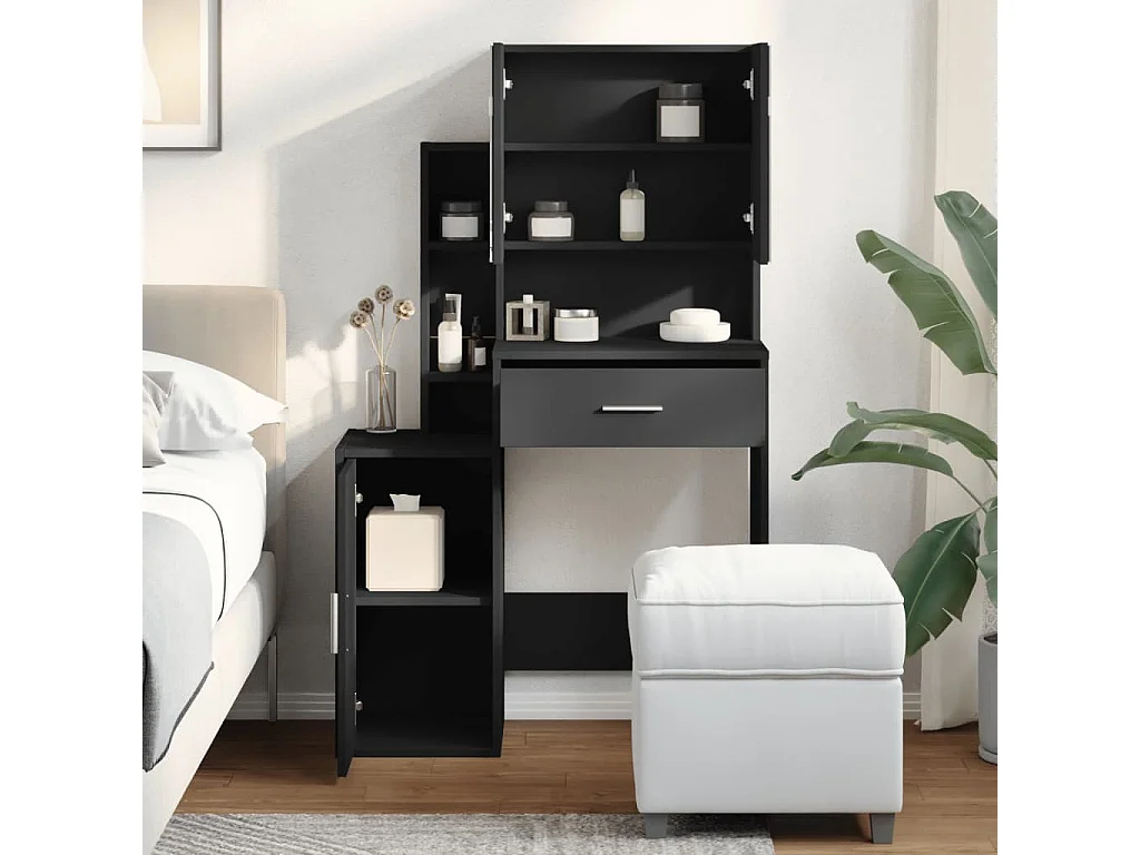 Coiffeuse avec armoire noir 80x35x132 cm