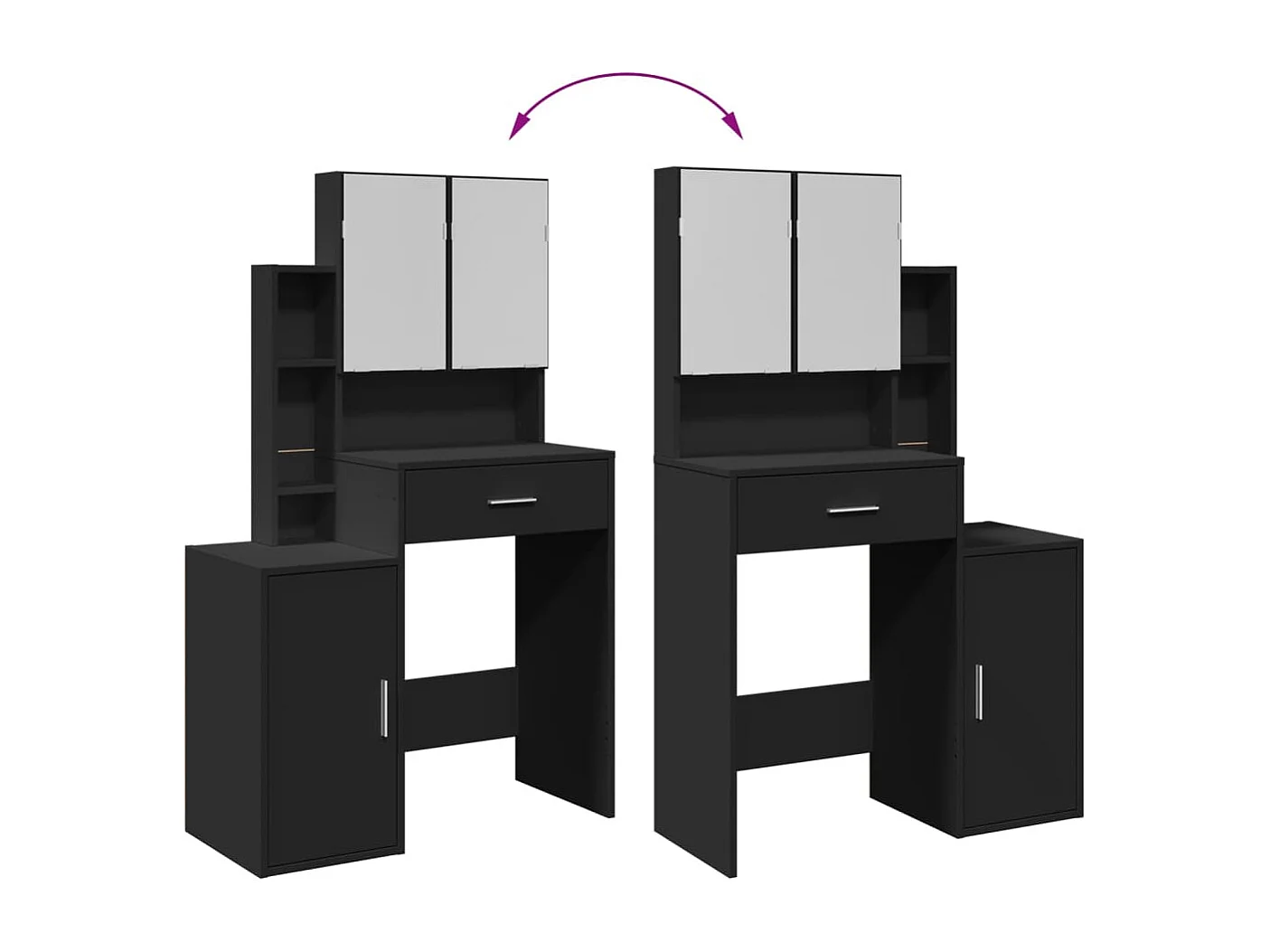 Coiffeuse avec armoire noir 80x35x132 cm