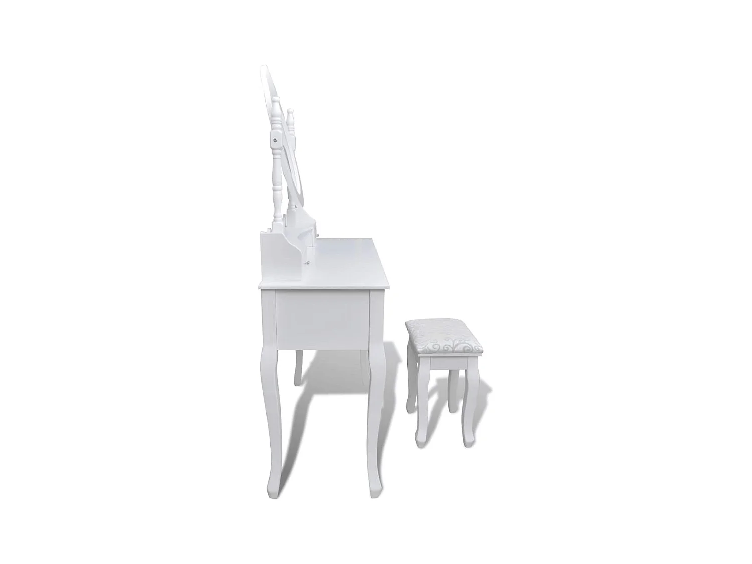 Coiffeuse avec miroir et tabouret 7 tiroirs Blanc