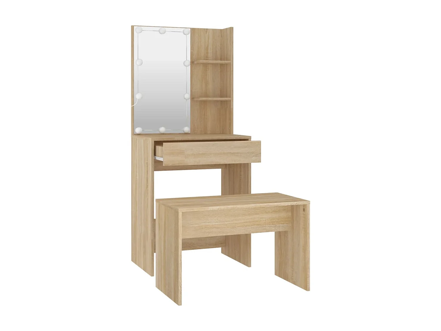 Ensemble de coiffeuse avec LED Chêne sonoma Bois d'ingénierie