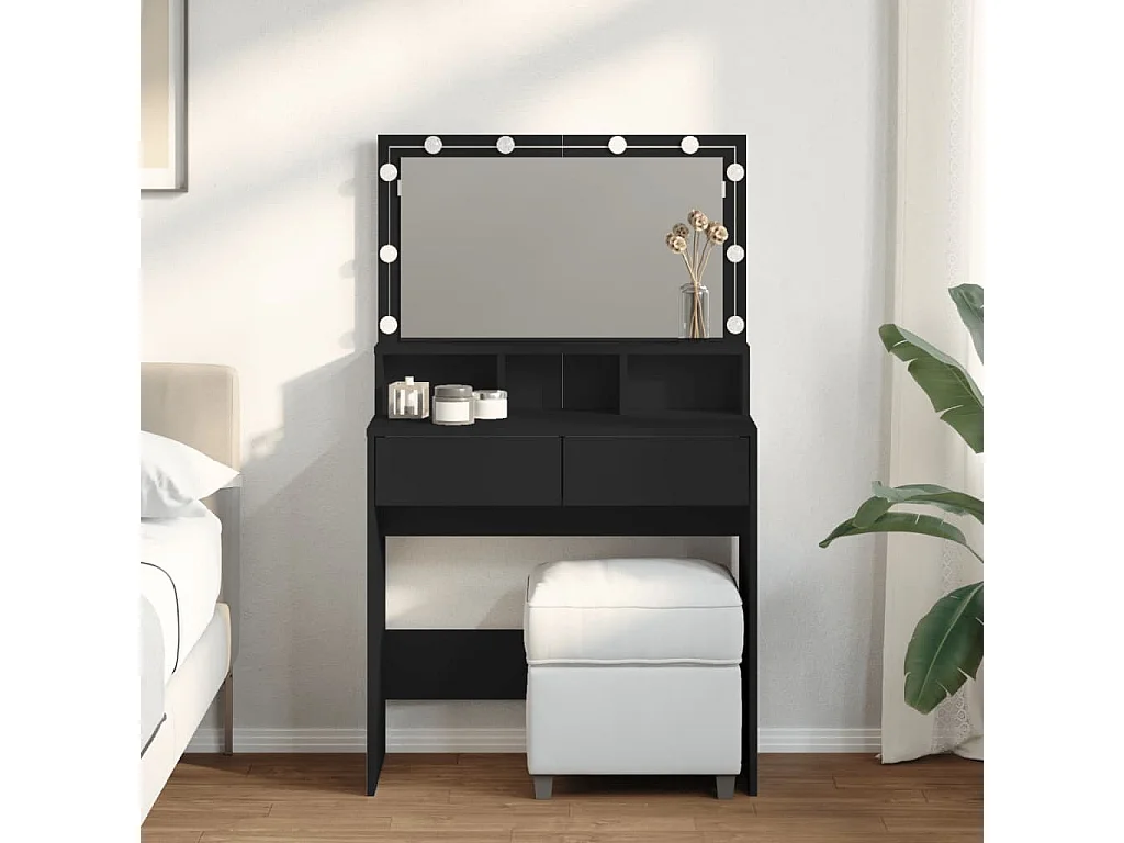 Tocador con LED negro 80x41x134,5 cm