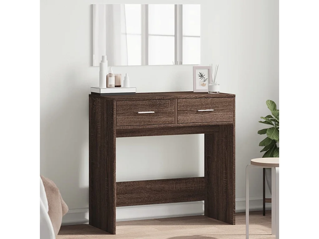 Schminktisch mit braunem Eichenspiegel 80x39x80 cm