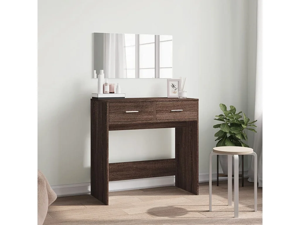 Schminktisch mit braunem Eichenspiegel 80x39x80 cm