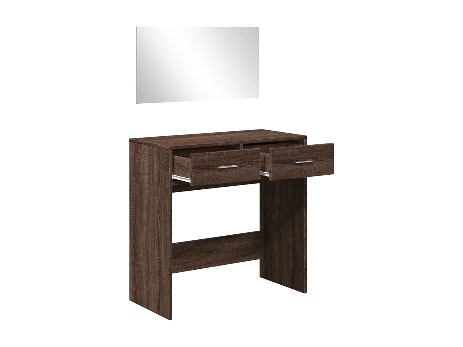 Schminktisch mit braunem Eichenspiegel 80x39x80 cm