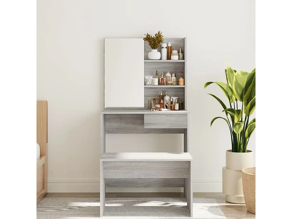 Coiffeuse avec miroir Sonoma gris 74,5x40x141 cm