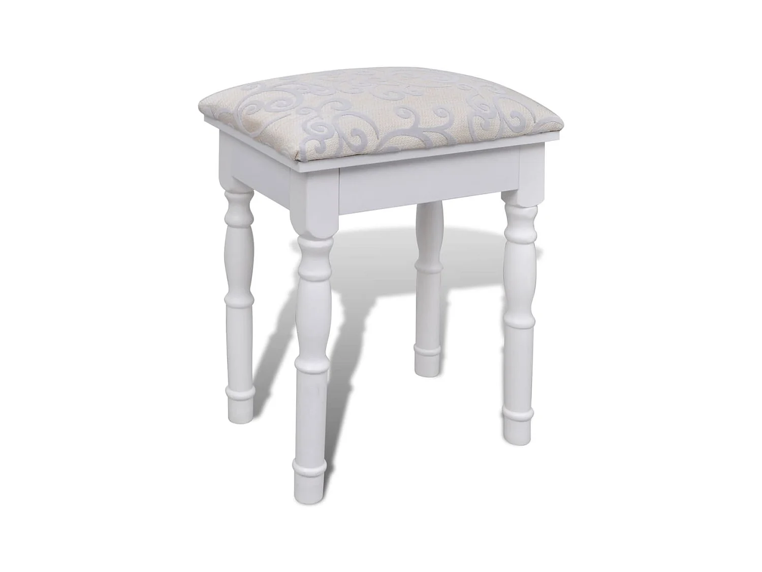 Coiffeuse avec miroir et tabouret 2 tiroirs Blanc