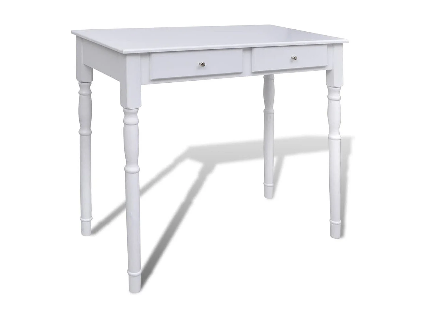 Coiffeuse avec miroir et tabouret 2 tiroirs Blanc