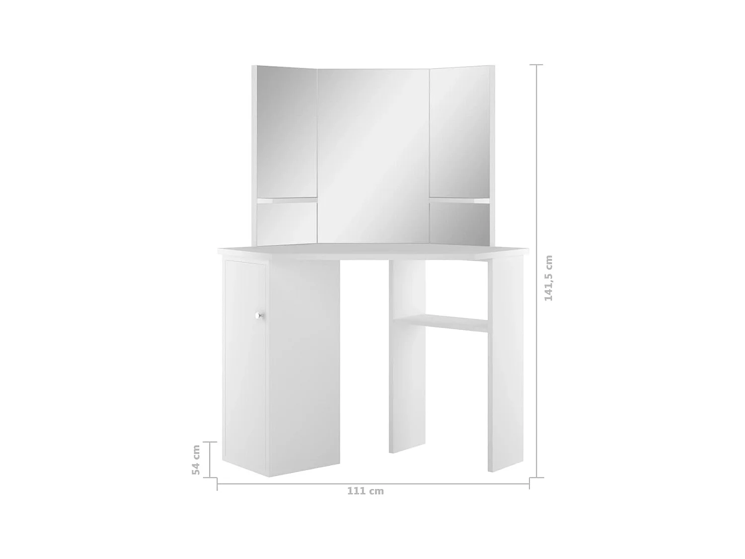 Coiffeuse d'angle Table de maquillage cosmétique Blanc