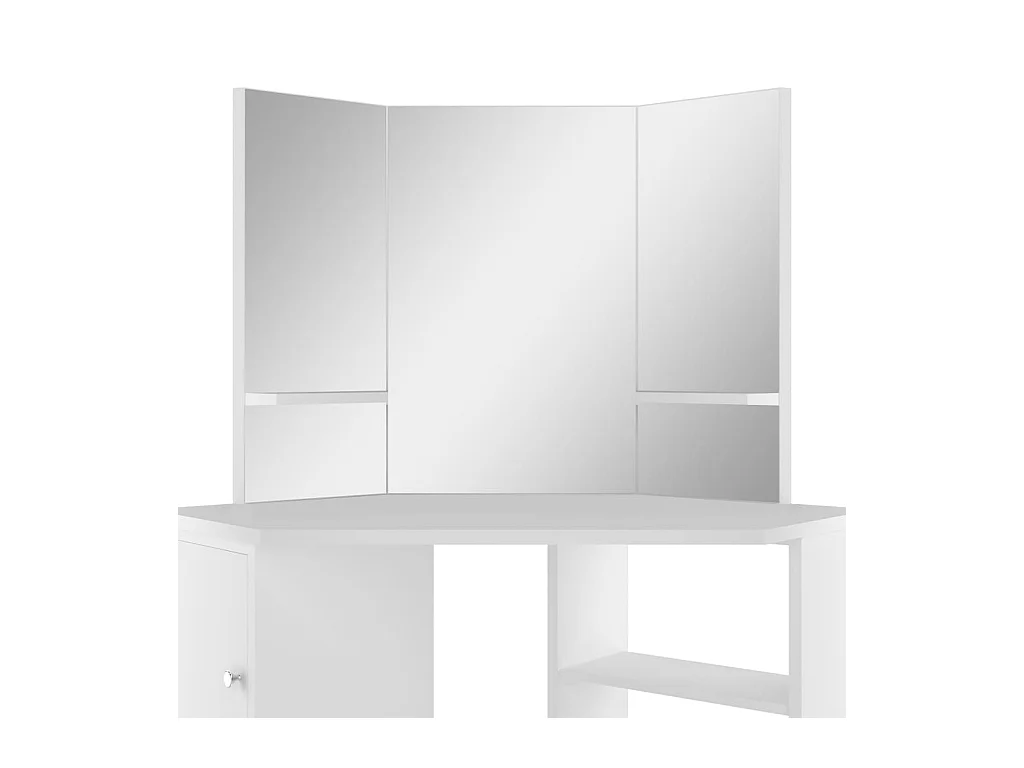 Coiffeuse d'angle Table de maquillage cosmétique Blanc