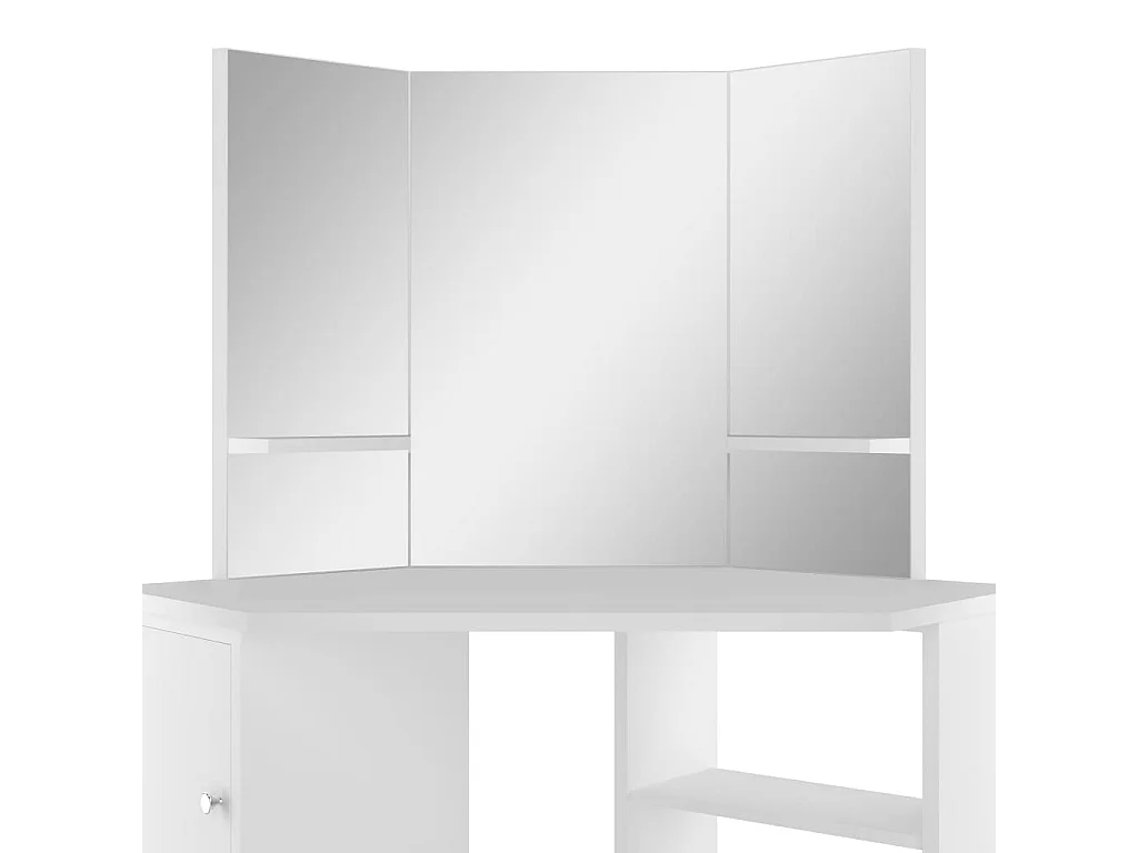 Coiffeuse d'angle Table de maquillage cosmétique Blanc