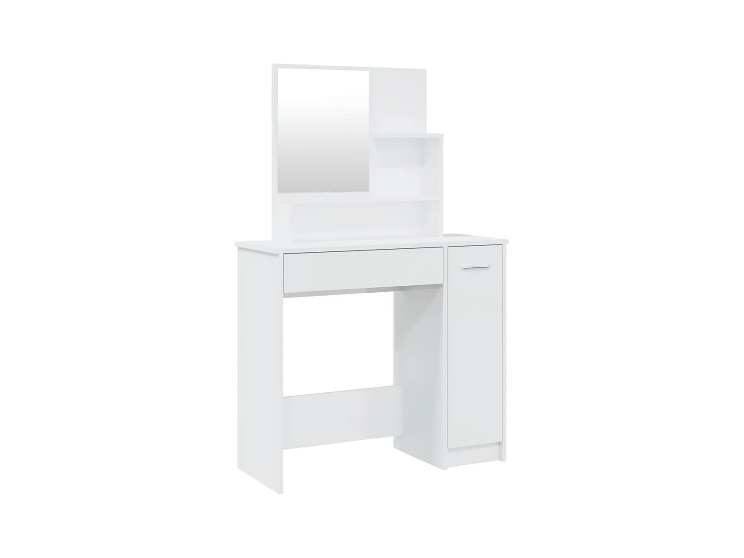 Coiffeuse avec miroir blanc brillant 86,5x35x136 cm