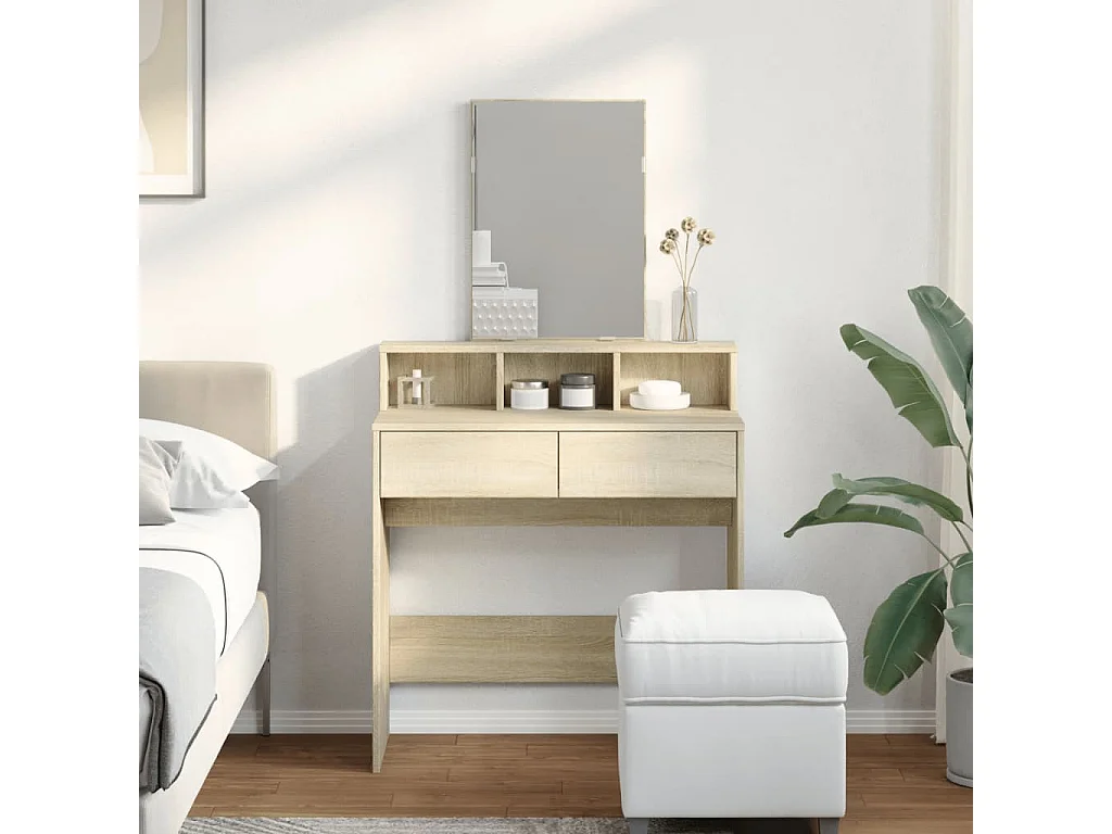 Coiffeuse avec miroir chêne sonoma 80x41x144,5 cm