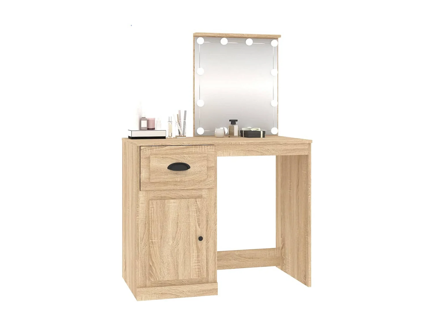 Coiffeuse avec LED chêne sonoma 90x50x132,5cm bois d'ingénierie
