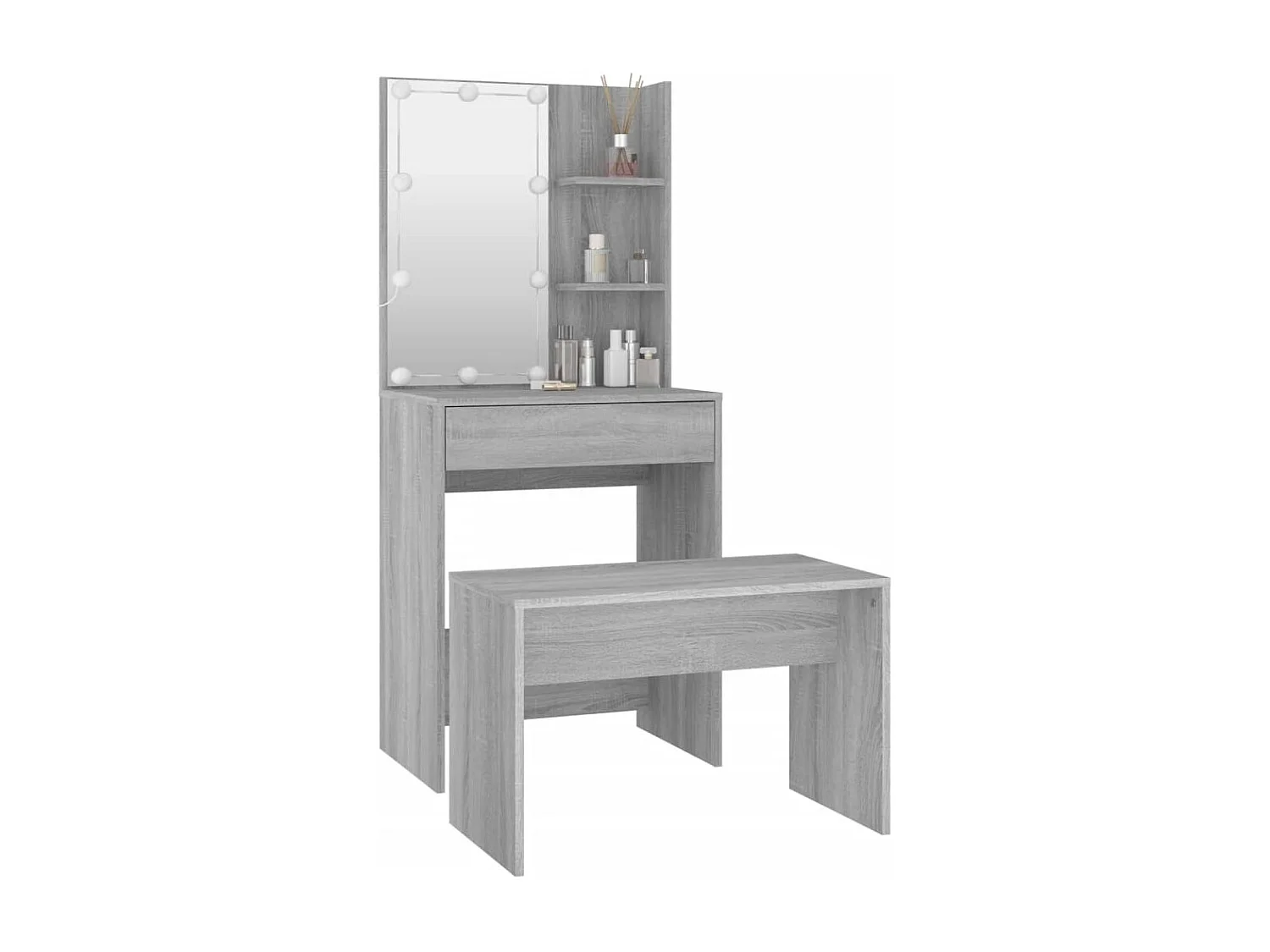 Set da tavolo da toeletta a LED Sonoma grigio in legno ingegnerizzato