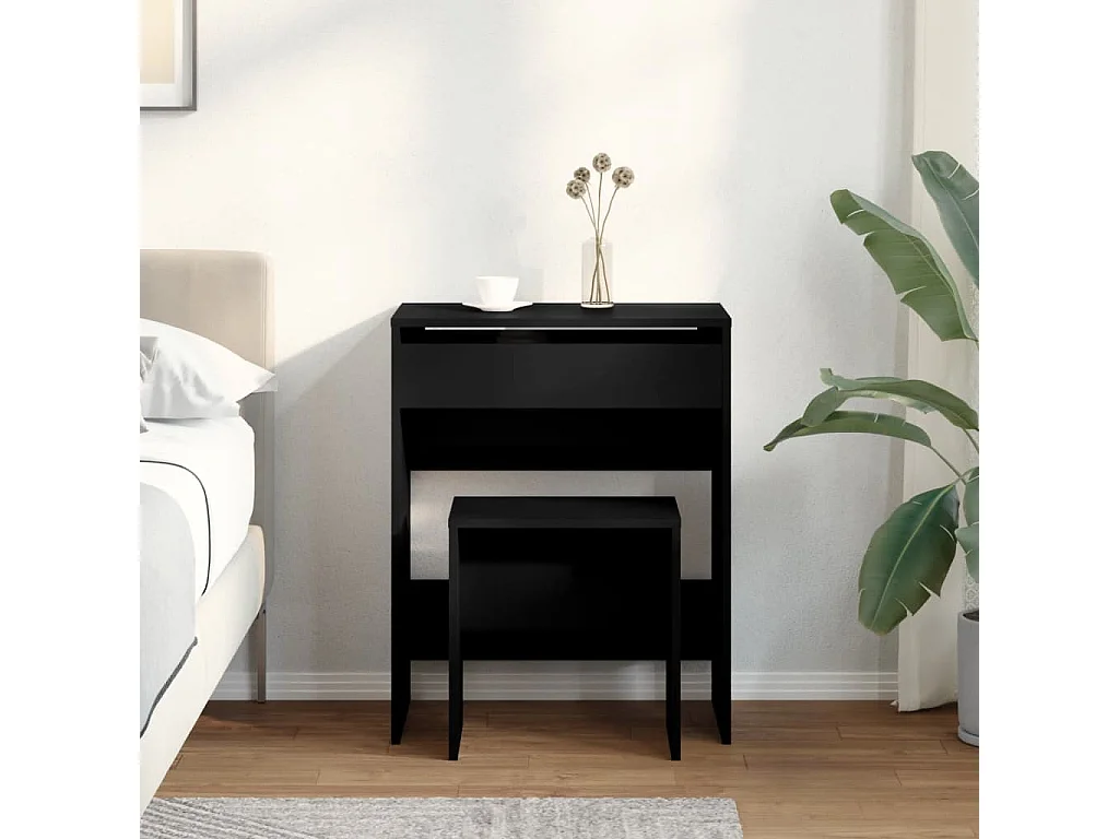 Coiffeuse et tabouret noir 60x40x113,5 cm
