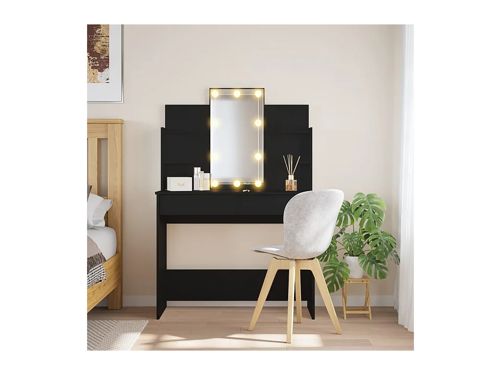 Toletta con luci LED nera 96x40x142 cm