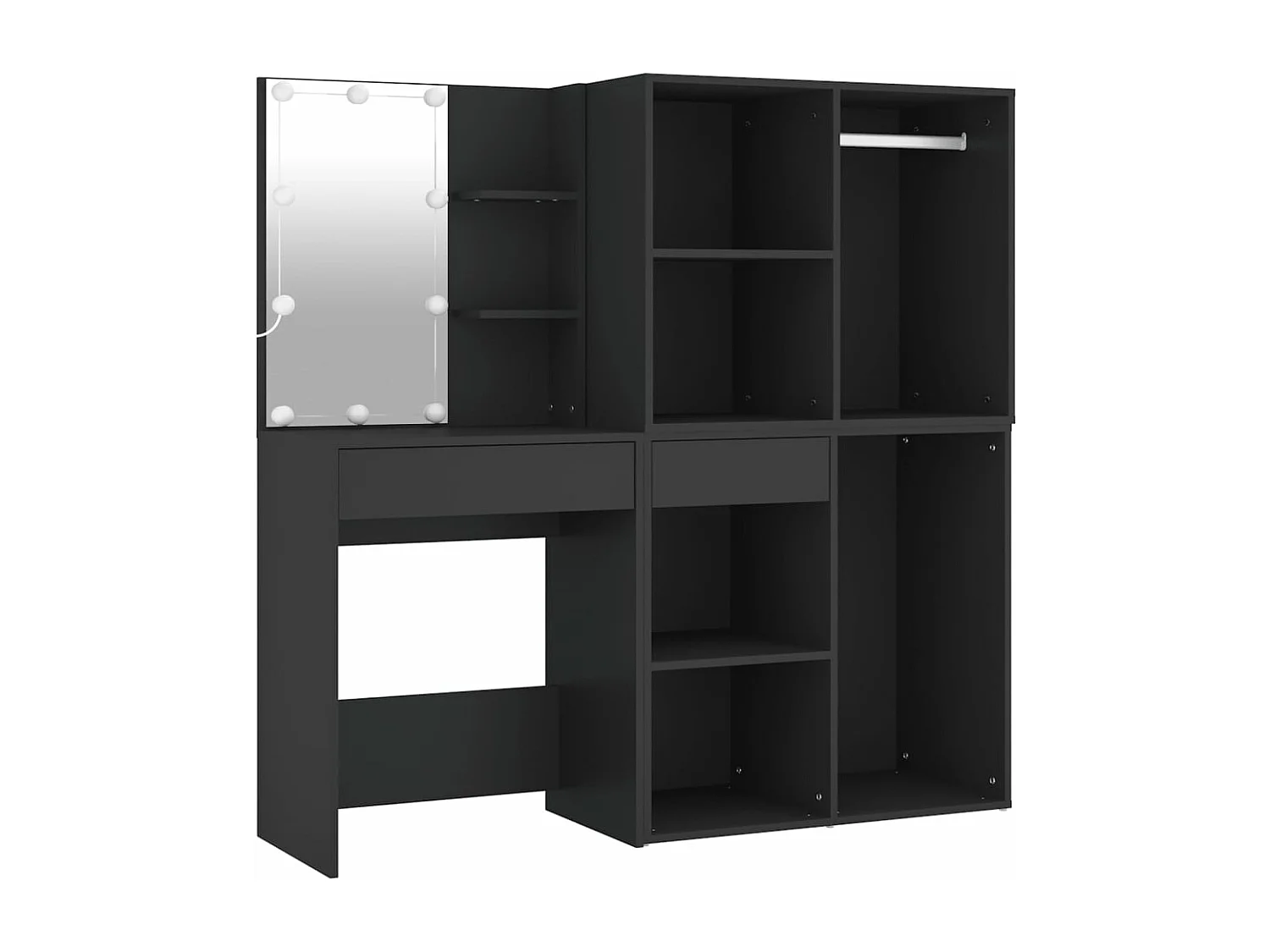 Tocador LED con gabinetes de madera negra