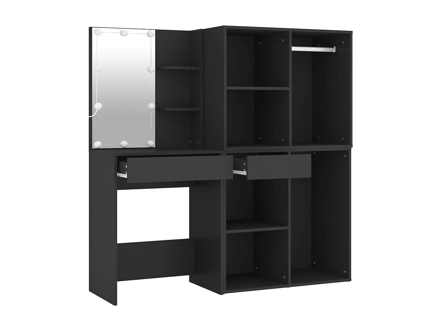 Tocador LED con gabinetes de madera negra