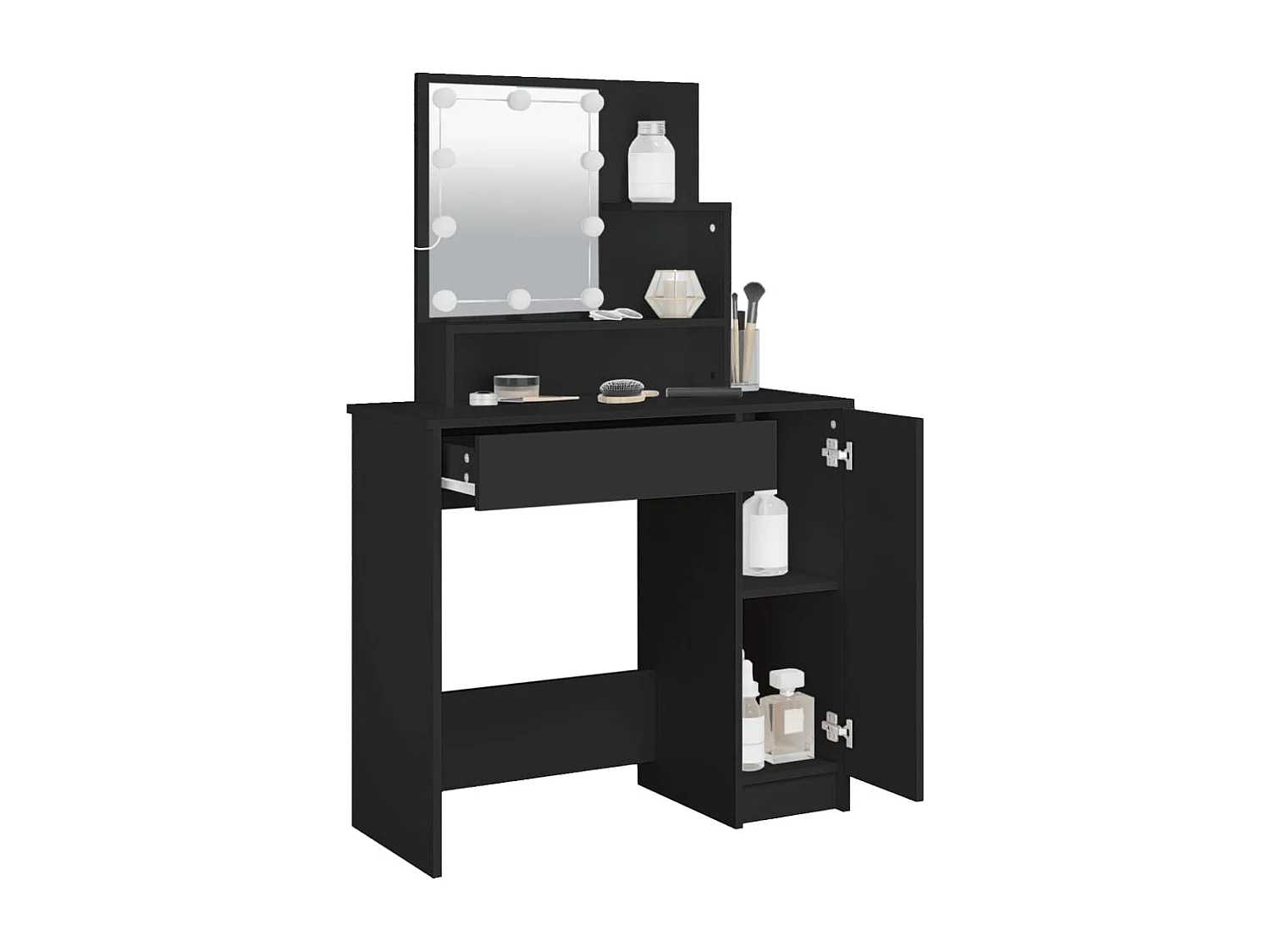 Tocador con LED negro 86,5x35x136 cm