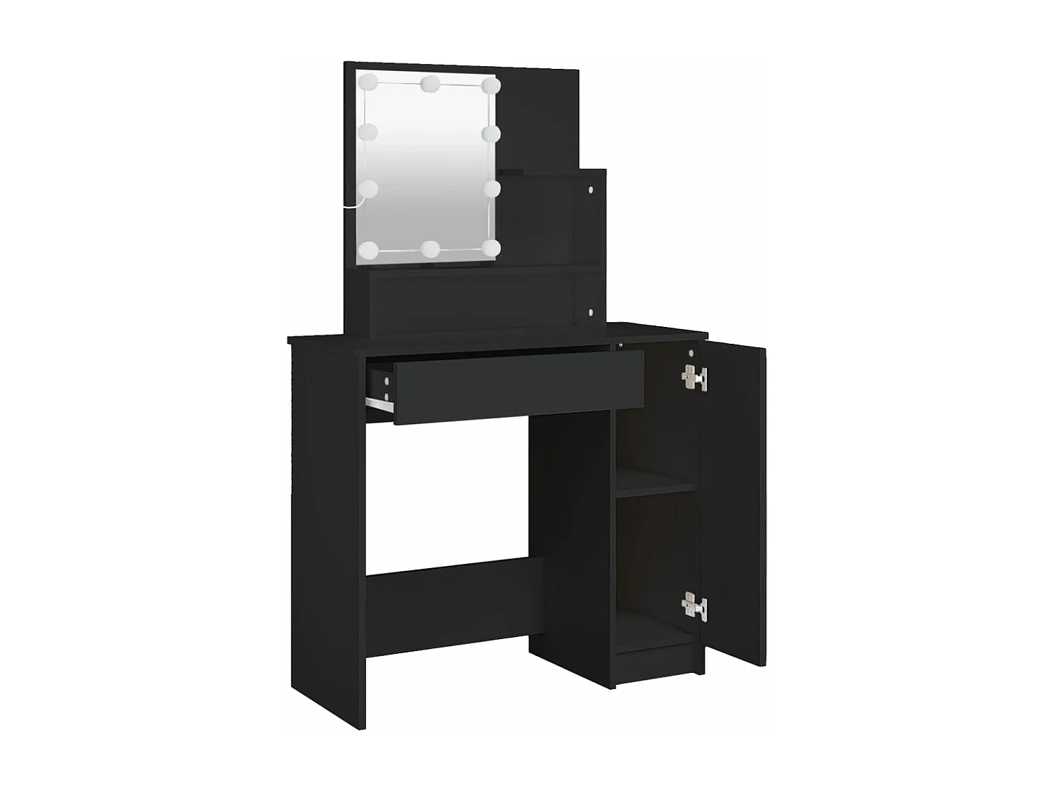 Tocador con LED negro 86,5x35x136 cm