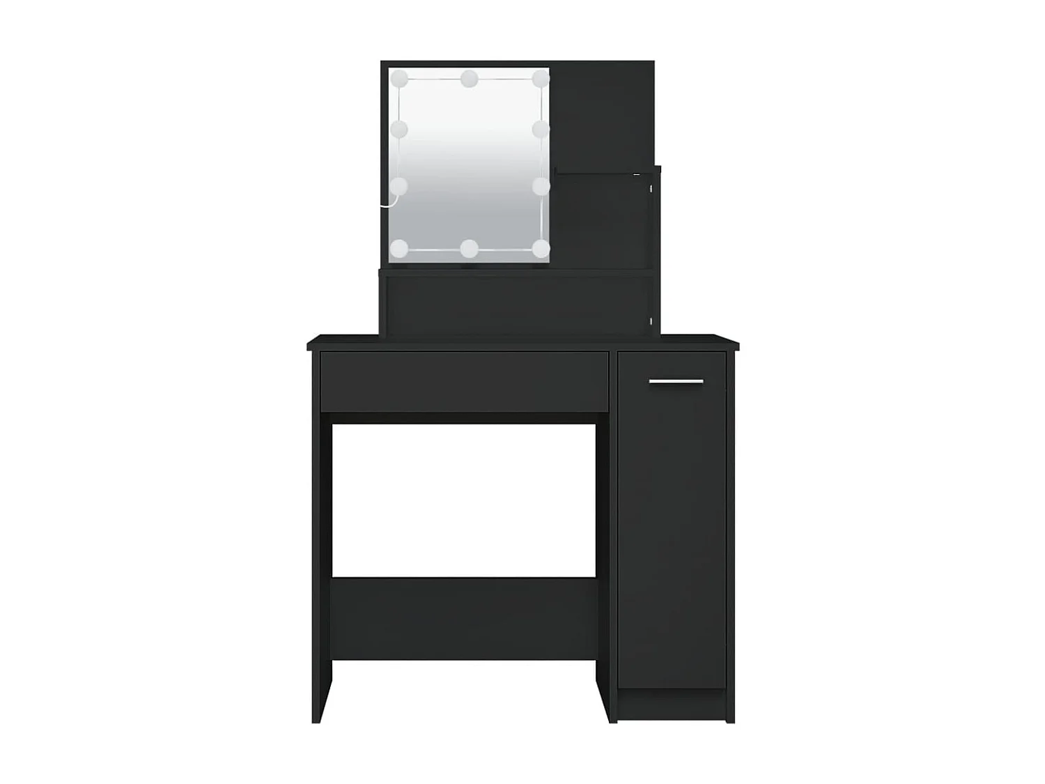 Coiffeuse avec LED noir 86,5x35x136 cm