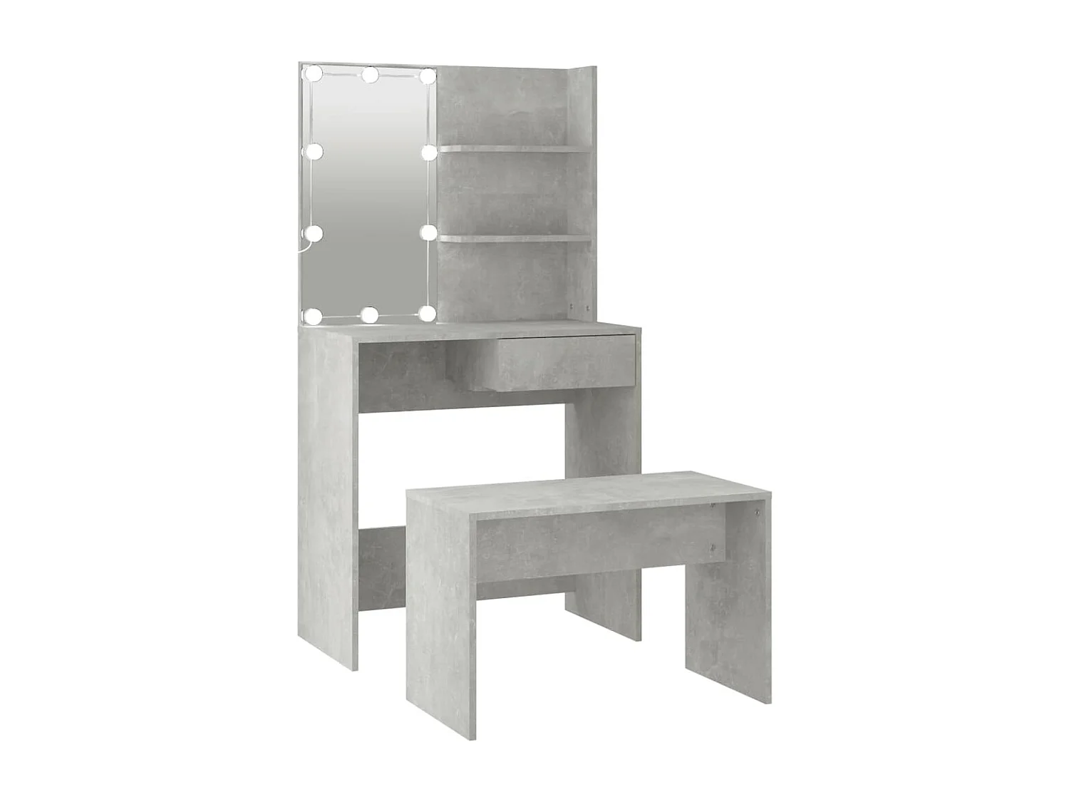 Set tavolo da toeletta con LED MDF grigio cemento