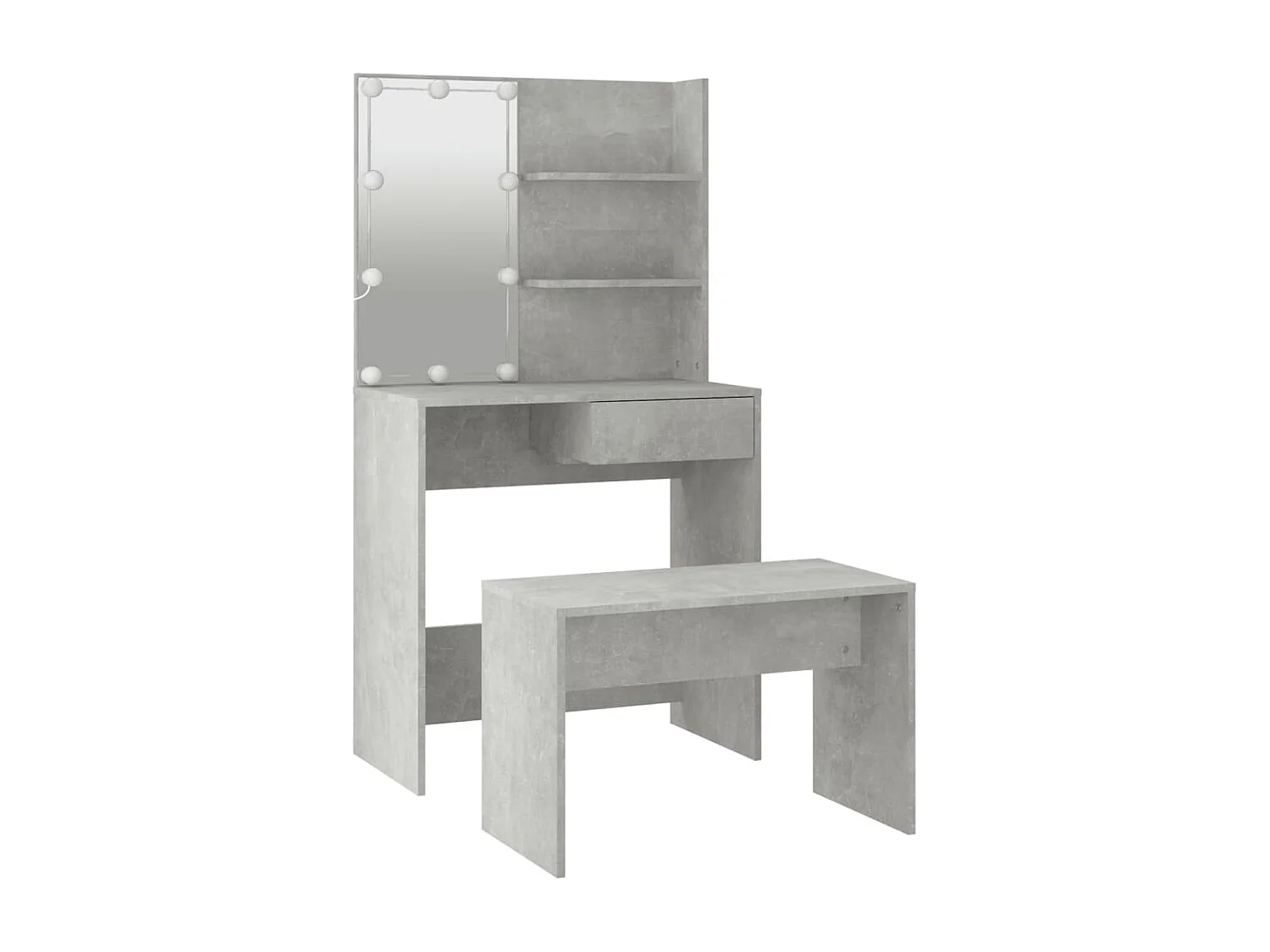 Set tavolo da toeletta con LED MDF grigio cemento