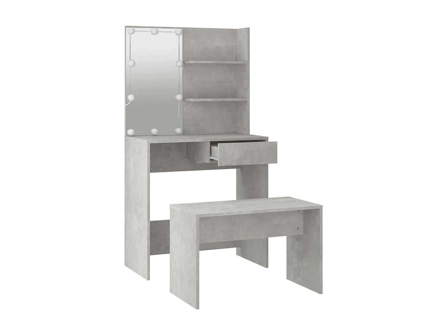 Set tavolo da toeletta con LED MDF grigio cemento