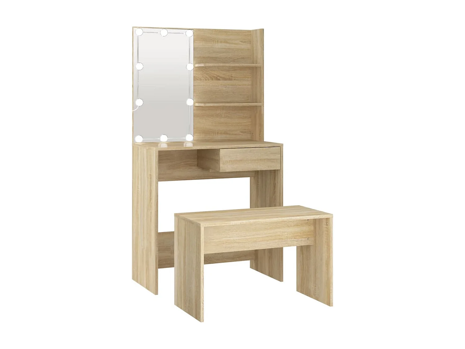 Waschtischset mit LED-Holzwerkstoff aus Sonoma-Eiche