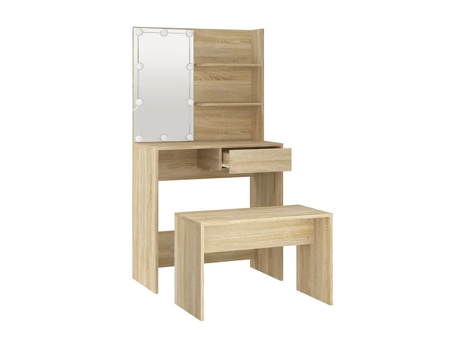 Waschtischset mit LED-Holzwerkstoff aus Sonoma-Eiche