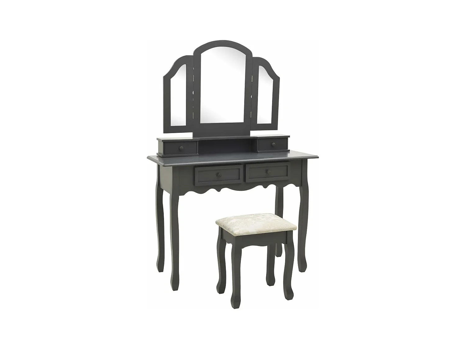 Ensemble de coiffeuse avec tabouret Gris 100x40x146cm Paulownia