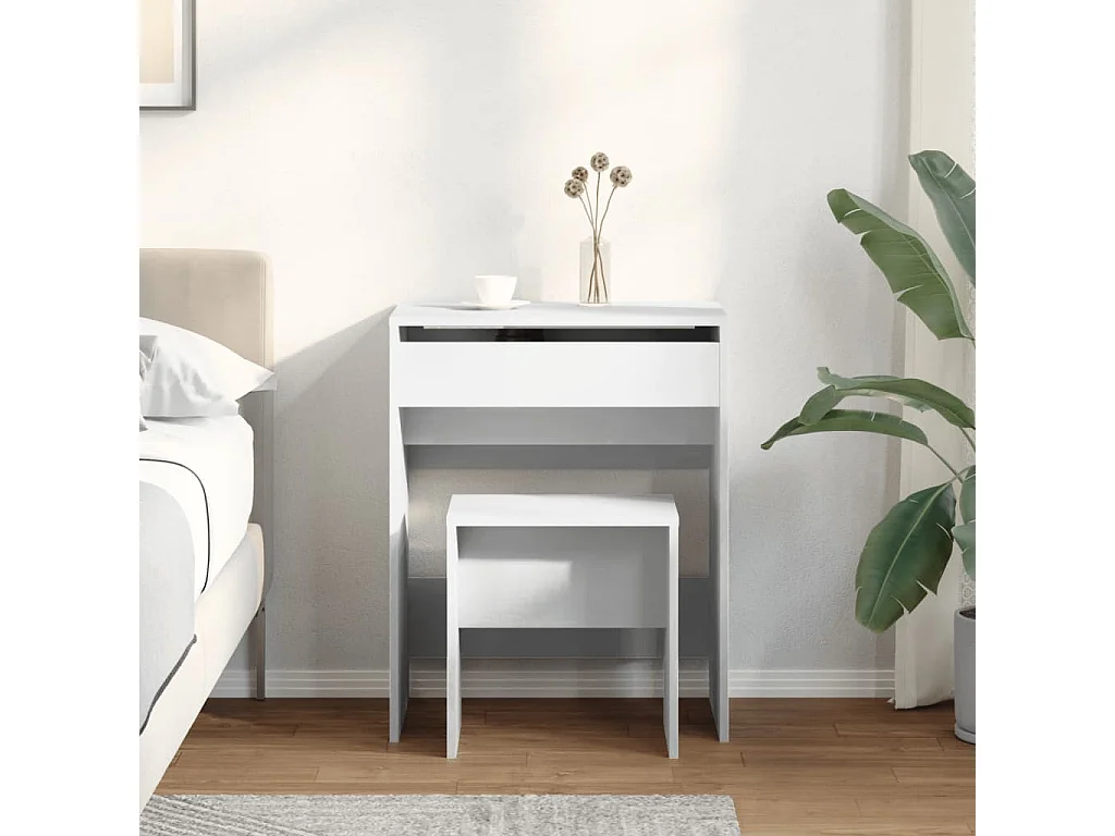 Tocador y taburete blanco 60x40x113,5 cm