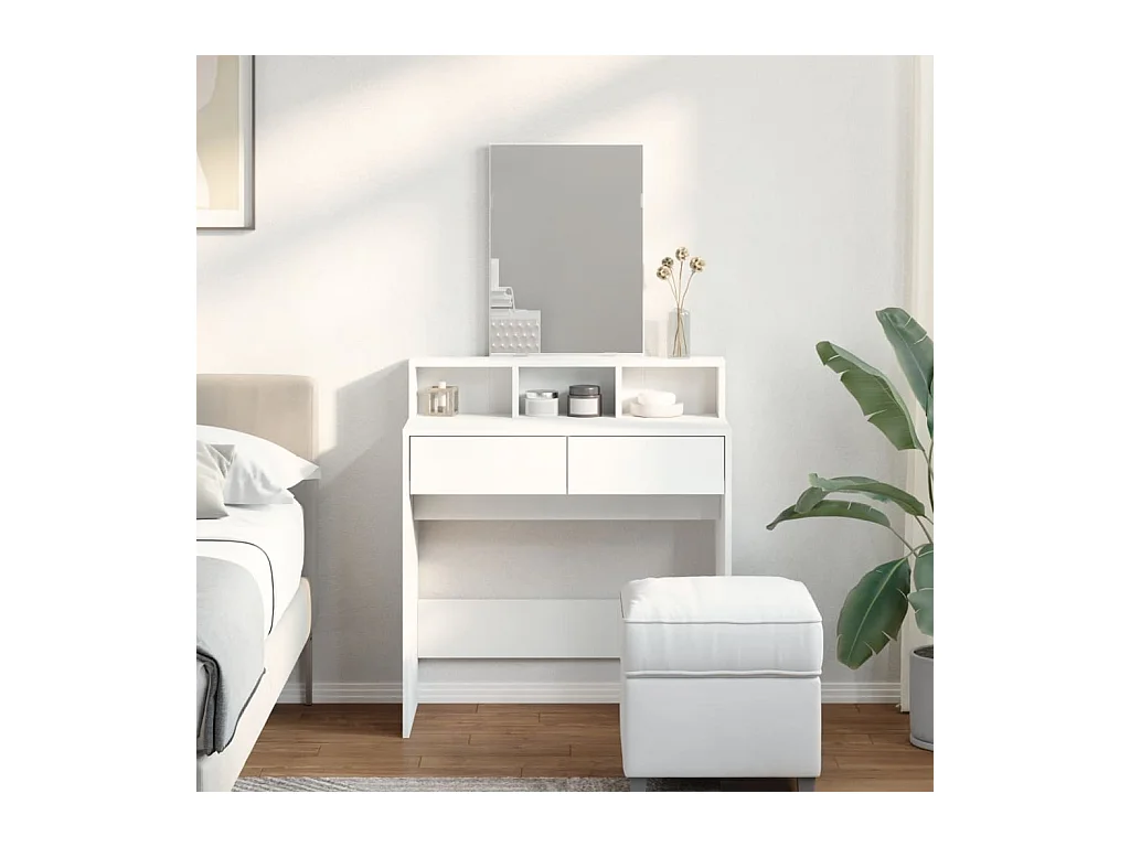 Coiffeuse avec miroir blanc 80x41x144,5 cm