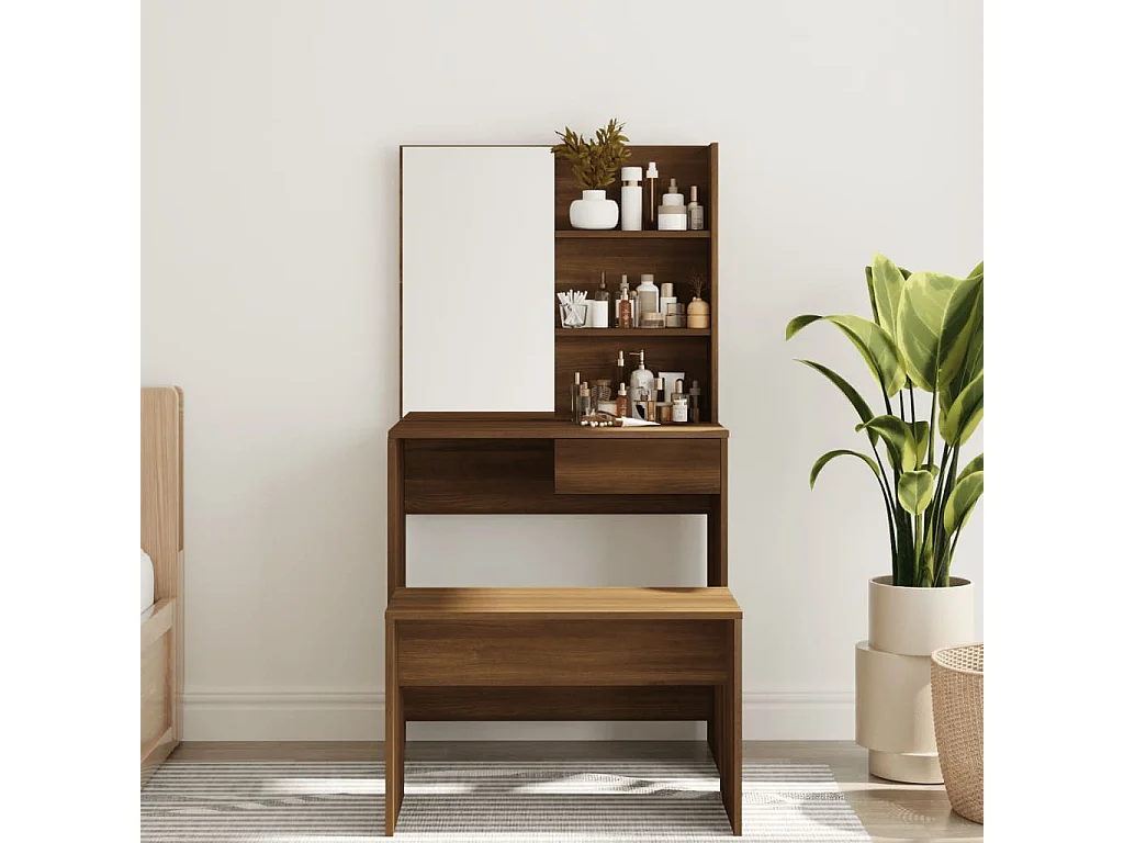 Coiffeuse avec miroir Chêne marron 74,5x40x141 cm