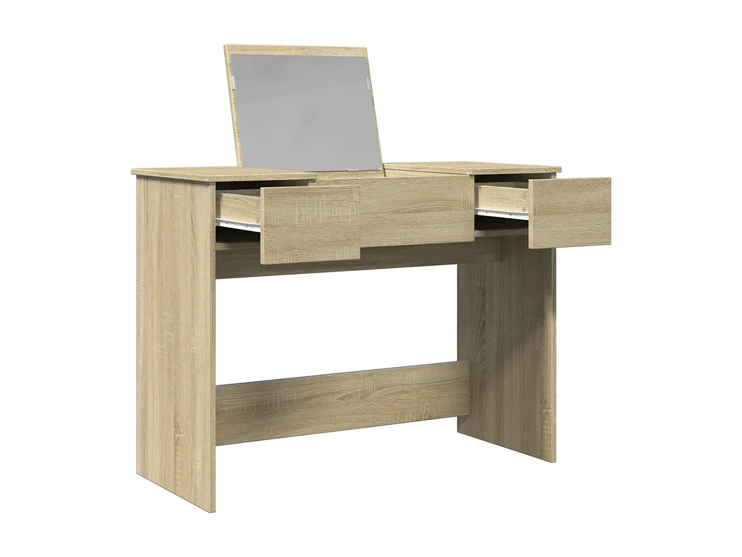 Toeletta con specchio rovere sonoma 100x45x76 cm