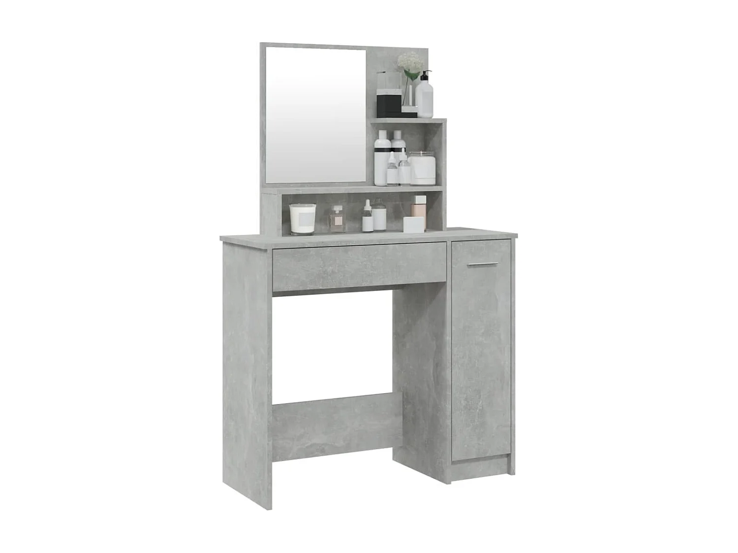 Toilette con specchio Grigio cemento 86,5x35x136 cm