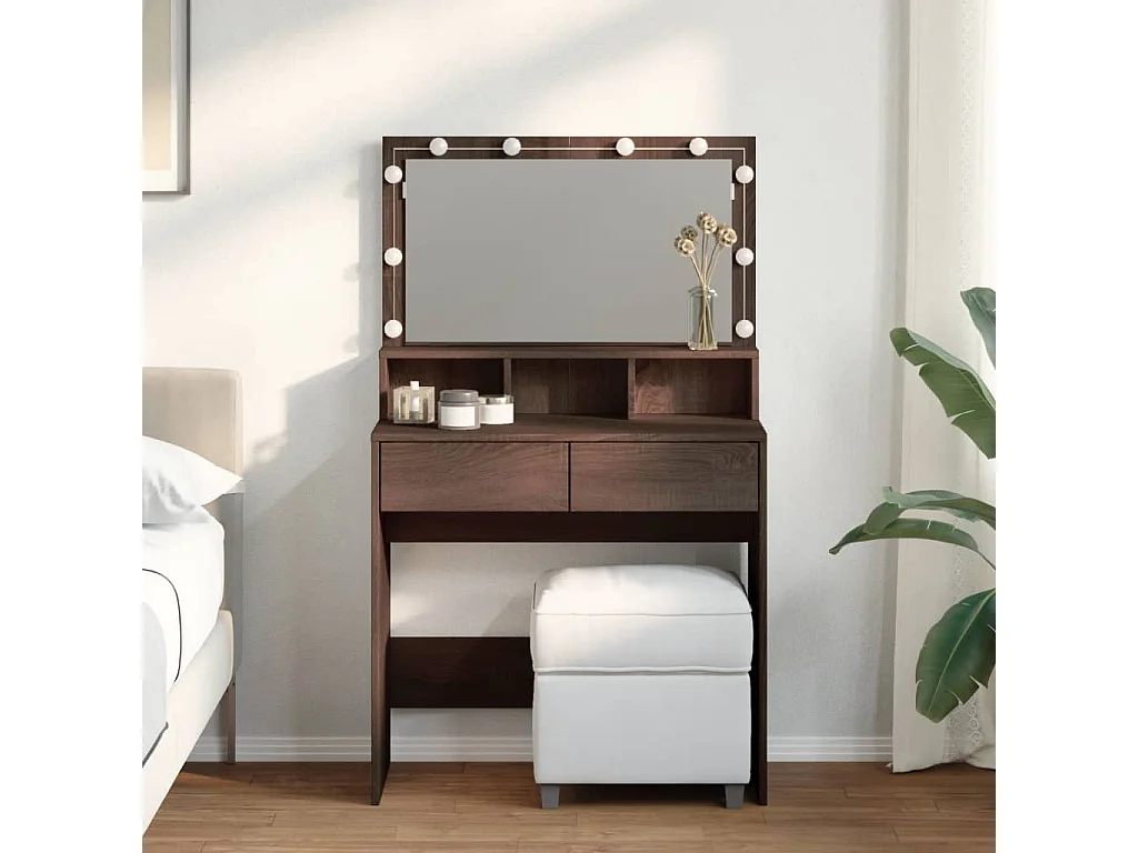 Coiffeuse avec LED chêne marron 80x41x134,5 cm