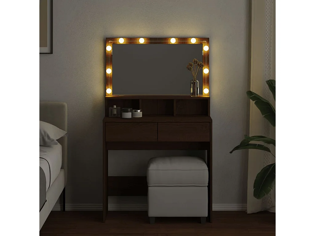 Coiffeuse avec LED chêne marron 80x41x134,5 cm