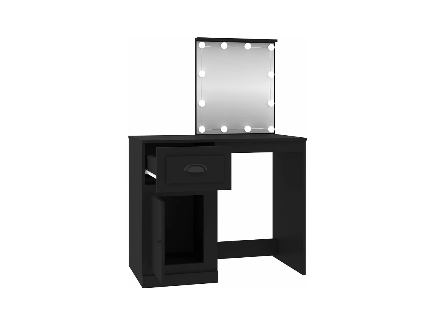 Tocador con LED negro 90x50x132,5 cm de madera contrachapada