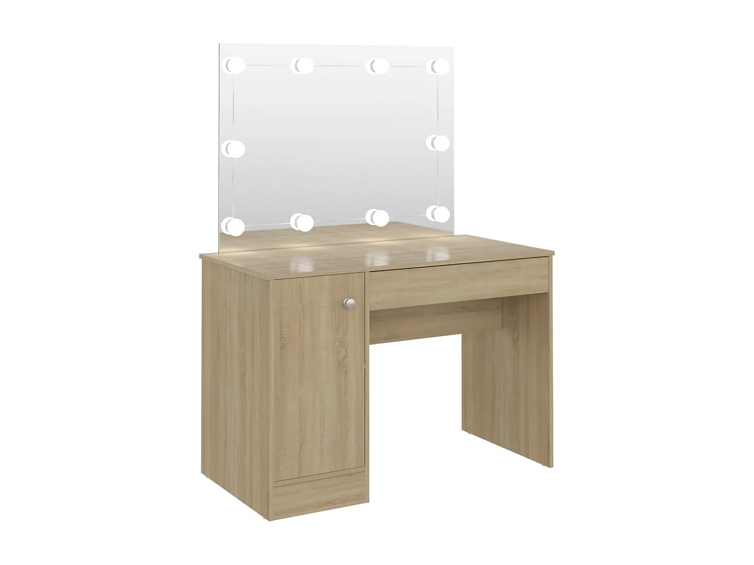 Mesa de maquiagem com iluminação LED 110x55x145 cm MDF Carvalho
