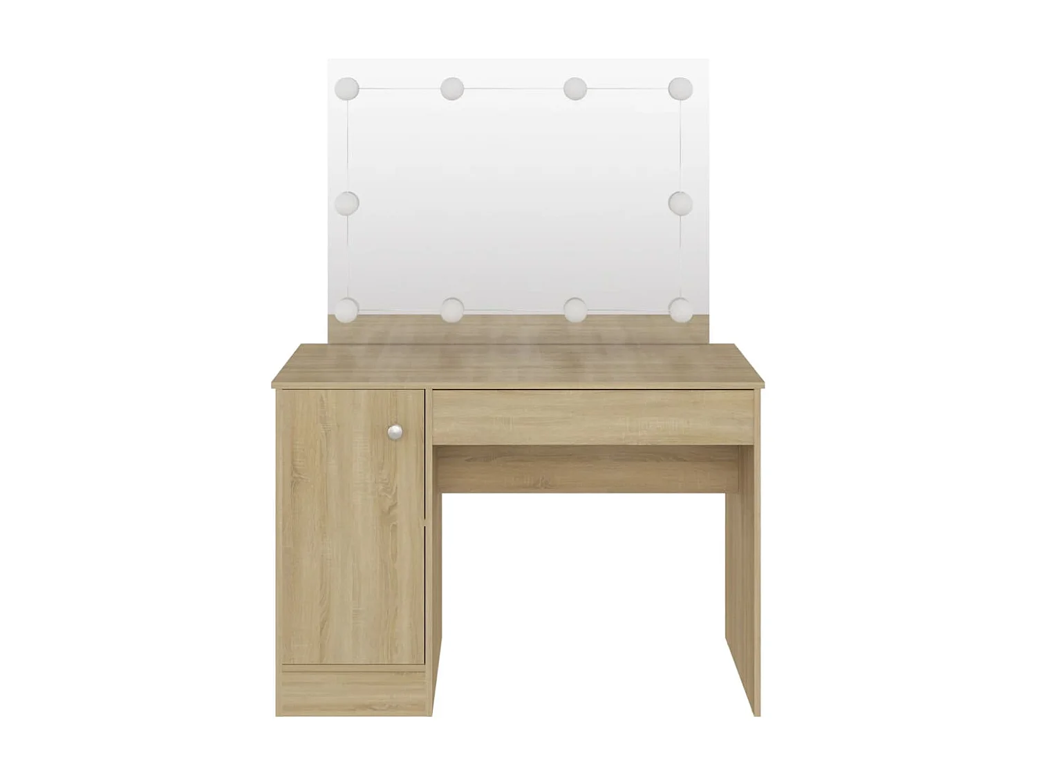 Mesa de maquiagem com iluminação LED 110x55x145 cm MDF Carvalho